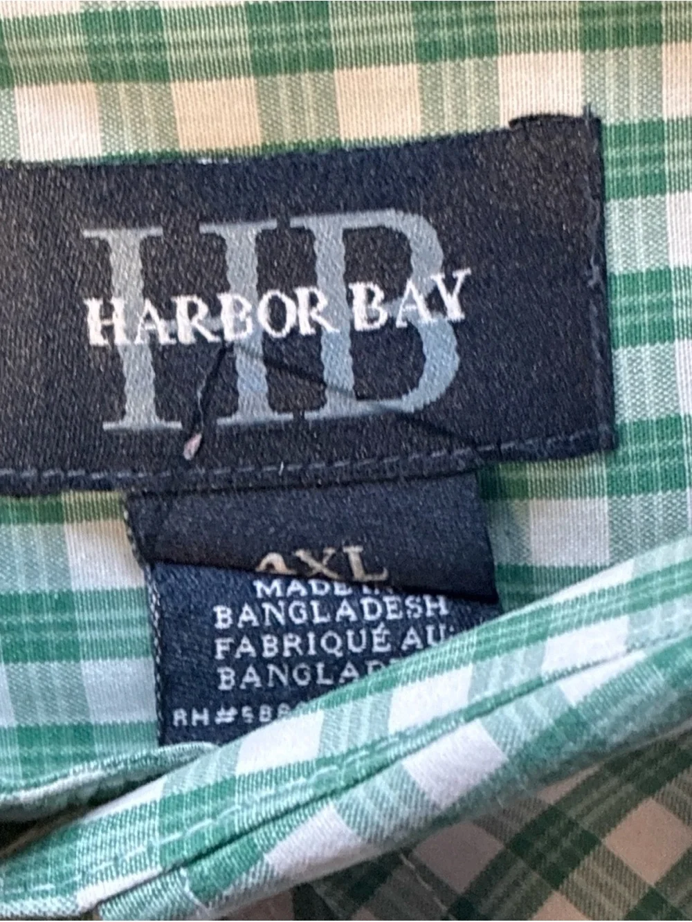 Harbor Bay 4XL Plaid Button Up Short Sleeve Shirt Green Casual